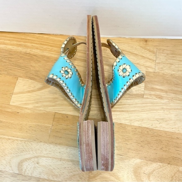 Jack Rogers Nantucket Mint Green Gold Thong Sandal 7M - Picture 3 of 8